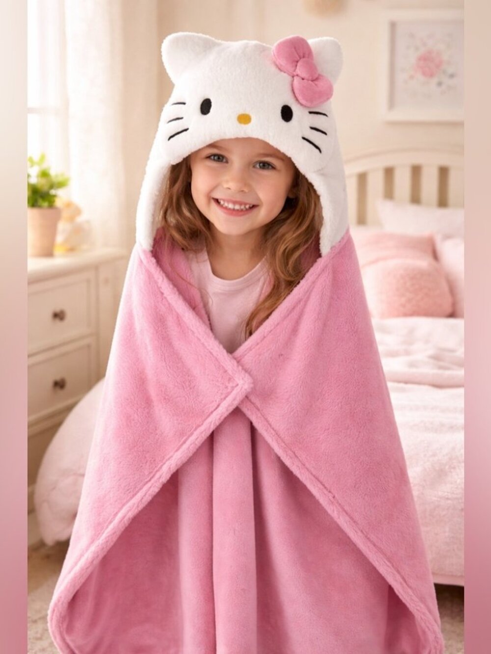 HELLO KITTY Plush Hooded Blanket - NEW NWT